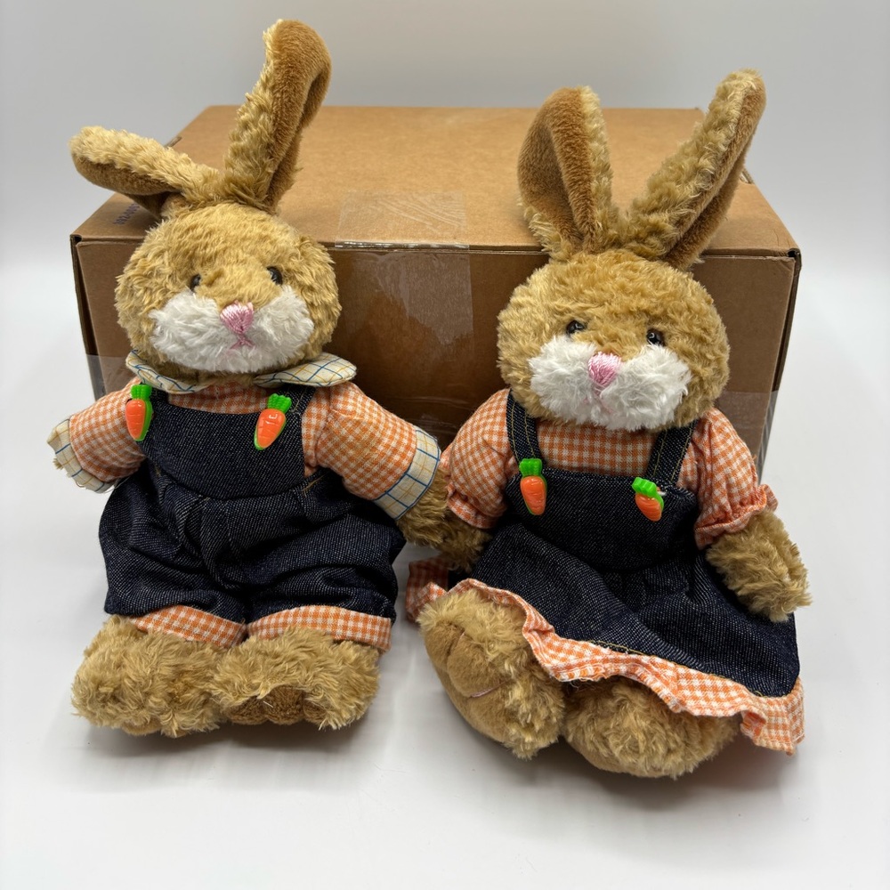 Adorable Brown Bunny Plush Toy Set